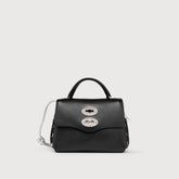 POSTINA® SBABY IN PELLE LAMINATA BLACK NERO - Borse in Pelle Laminata | Zanellato