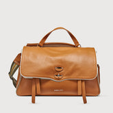 BORSA RACQUET CLUB EXTRA LARGE IN PELLE MARTELLATA BROWN BALCONIERA - Racquet Club | Zanellato