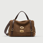 POSTINA® RE S IN NABUK BROWN TARTUFO DI NORCIA - Borse in Pelle Nabuk | Zanellato