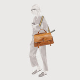 BORSA RACQUET CLUB EXTRA LARGE IN PELLE MARTELLATA BROWN BALCONIERA | Zanellato